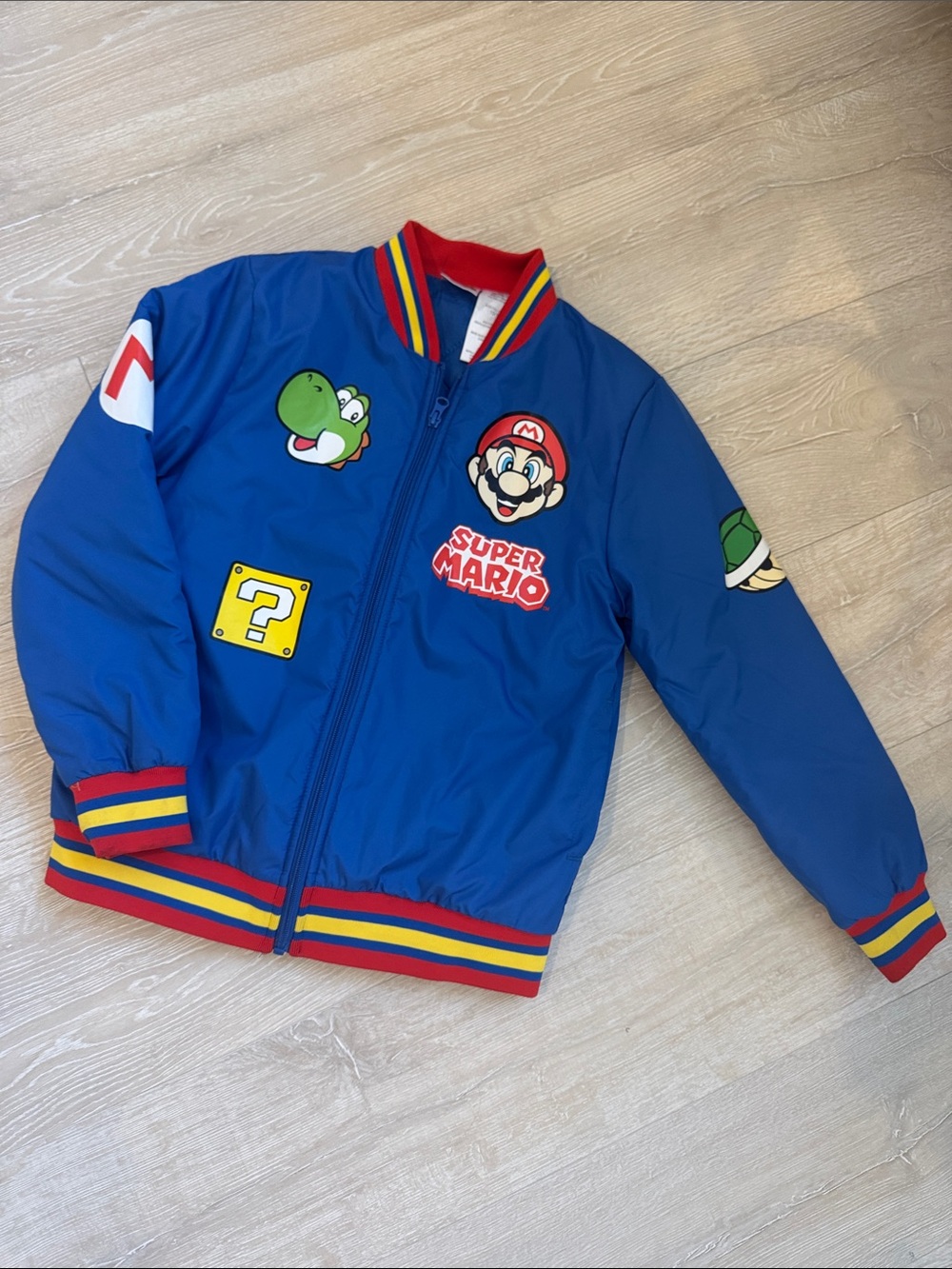 Nintendo Super Mario Blue Kids Jacket with Red, Yellow, Green Accents